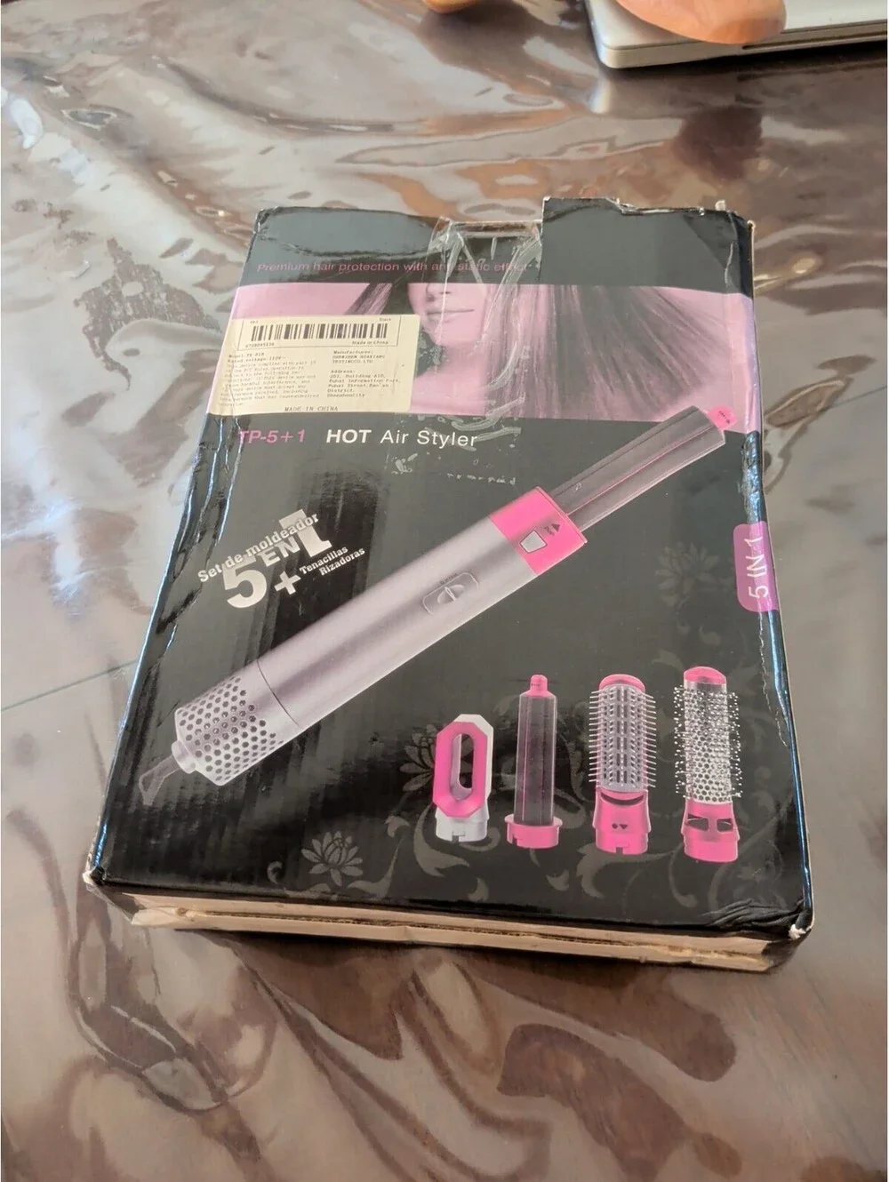 Hot Hot Air Styler Brush Dryer TP-5+1 5-in-1 Attachments Purple/Silver